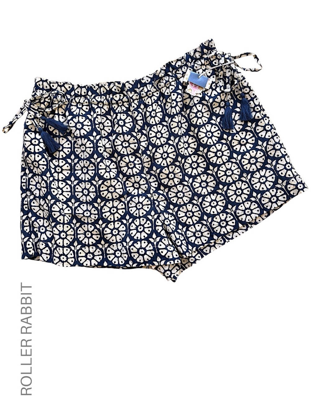 NWT ROLLER RABBIT x TARGET SIDE TIE DAISY FLORAL COTTON SHORTS LINED BLUE | XL